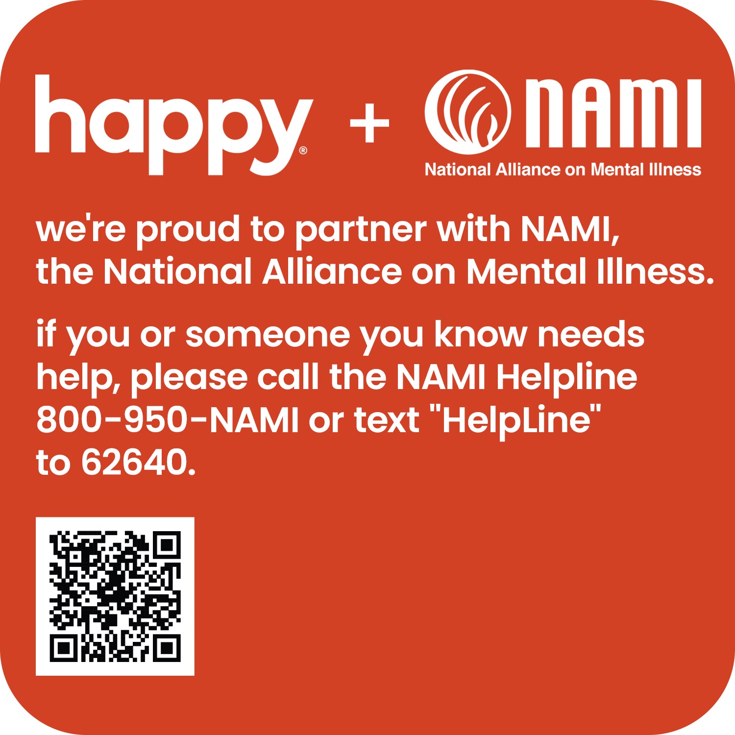 Happy + NAMI partnership