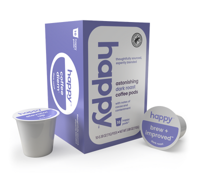 Happy Products, Astonishing Dark Roast Coffee, Coffee Pods, Ready to Brew, Single Serve Coffee, Compatible with Keurig 2.0 K-Cup - 10 ct, 10 Servings