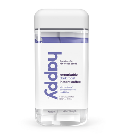 Happy Products, Remarkable Dark Roast Coffee, Pre-Bagged, Individual Packets, Premeasured Packs, Ready to Brew, Instant Hot or Cold, Fair Trade Coffee, Single Serve Instant Coffee - 8 ct, 8 Servings