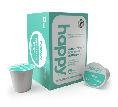 Happy Products, Extraordinary Light Roast Coffee, Coffee Pods, Ready to Brew, Single Serve Coffee, Compatible with Keurig 2.0 K-Cup Brewers - 10 ct, 10 Servings