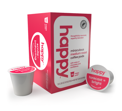 Happy Products, Miraculous Medium Roast Coffee, Coffee Pods, Ready to Brew, Single Serve Coffee, Compatible with Keurig 2.0 K-Cup - 10 ct, 10 Servings