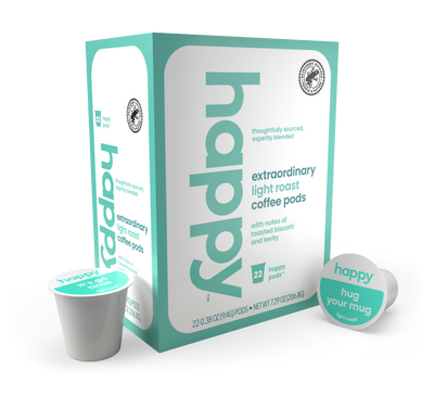 Happy Products, Extraordinary Light Roast Coffee, Coffee Pods, Ready to Brew, Single Serve Coffee, Compatible with Keurig 2.0 K-Cup - 22 ct, 22 Servings