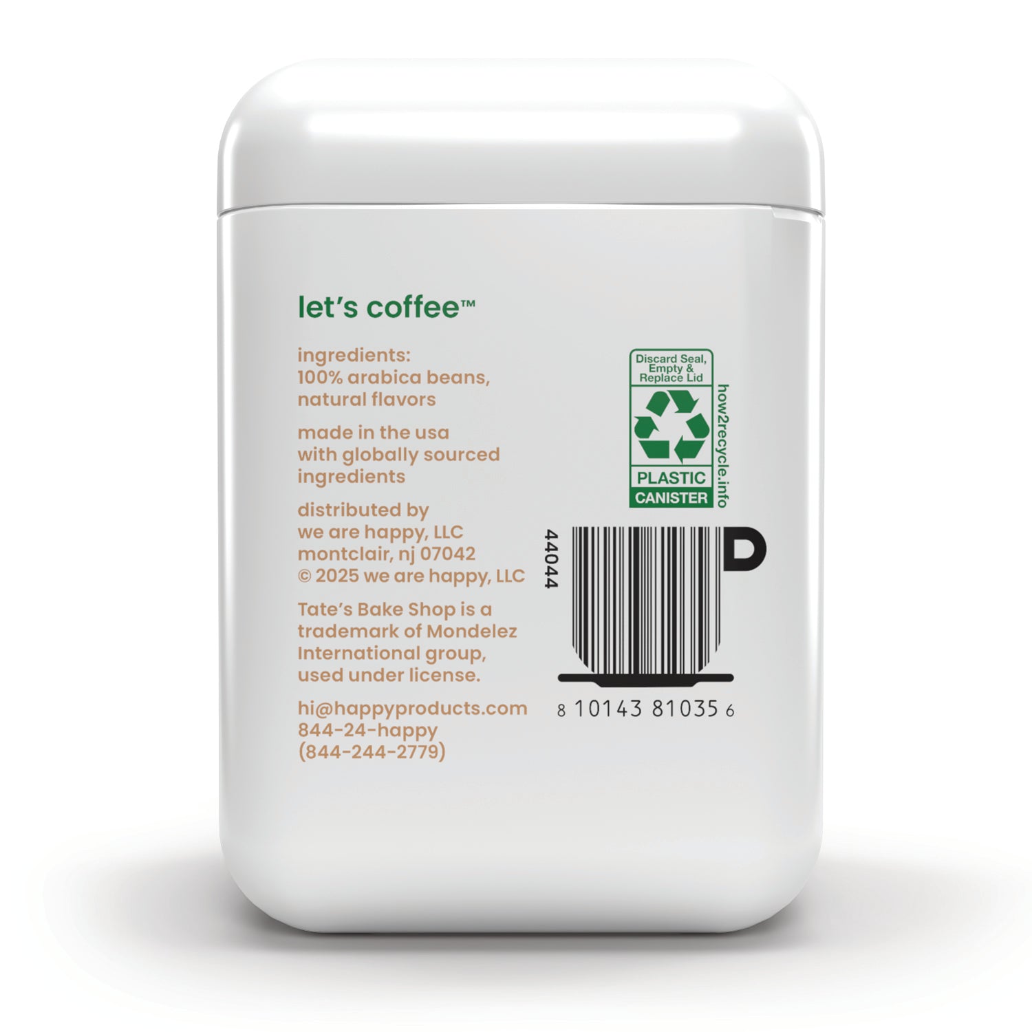 Happy Chocolate Chip Ground coffee back of pack