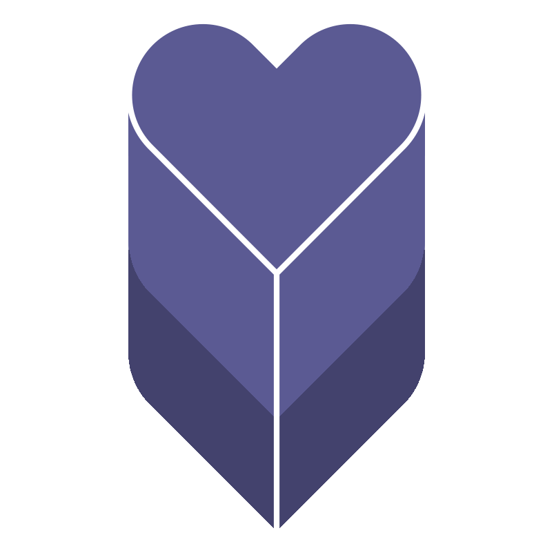 Heart-shaped illustration with a white outline on a white background