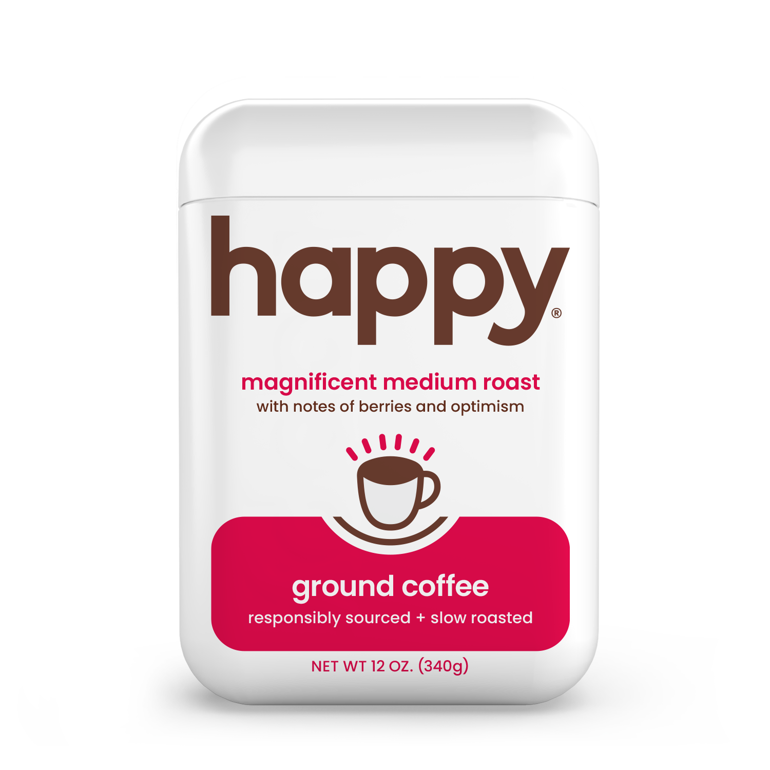Happy Medium ground coffee container on a white background