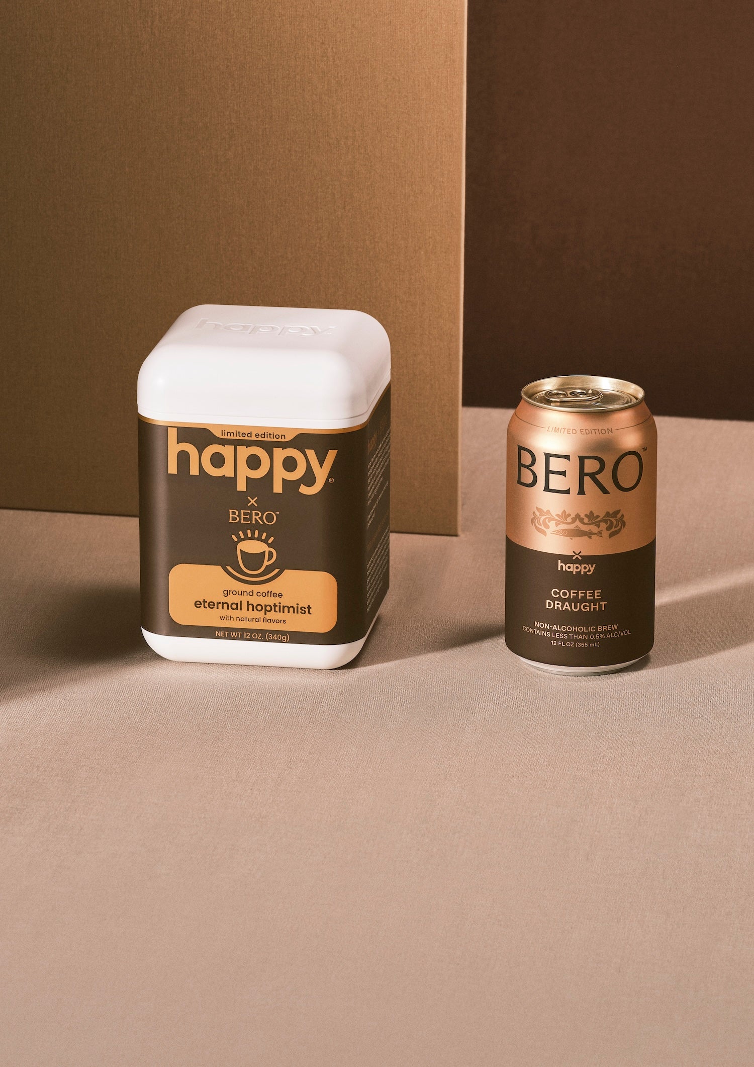 A video where Tom Holland and Robert Downey Jr wait patiently for their Collab to arrive, the Happy Eternal Hoptimist Ground Coffee and the BERO x Happy Coffee draught