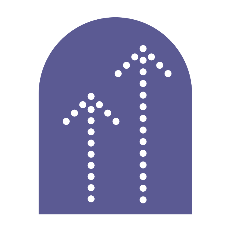 Two white arrows pointing upwards on a blue background