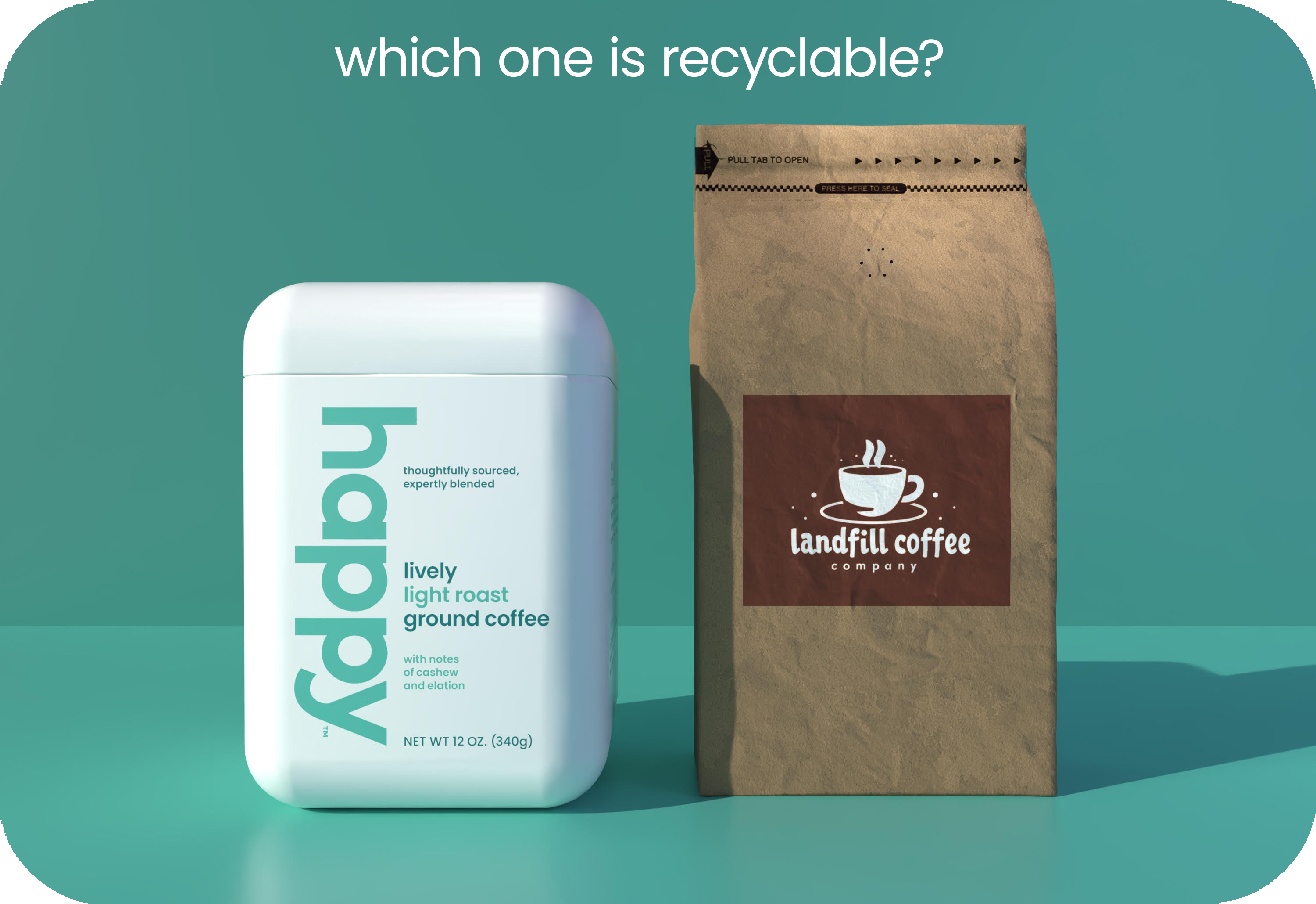 Which one is recyclable a plastic container or a coffee bag