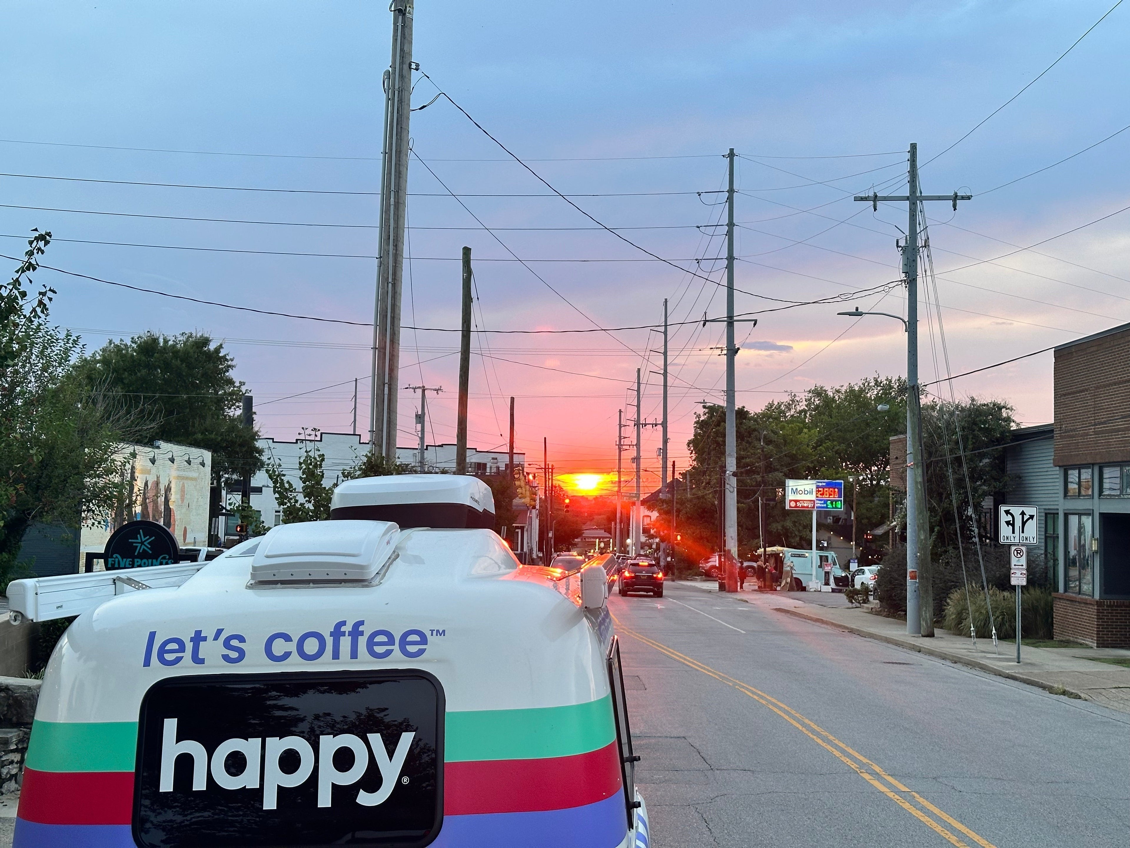 The happy camper driving off into the sunset