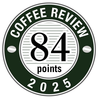Coffee Review score of 84 points for happy light roast ground coffee