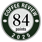 Coffee Review score of 84 points for happy light roast ground coffee