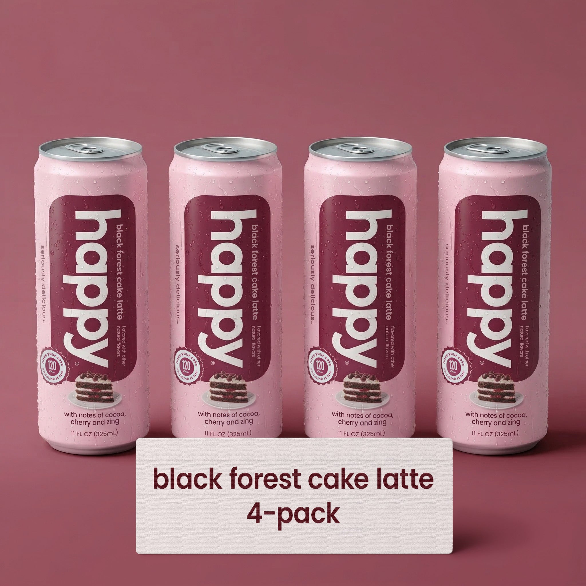 4-pack of happy Black Forest Cake Latte 120 calorie