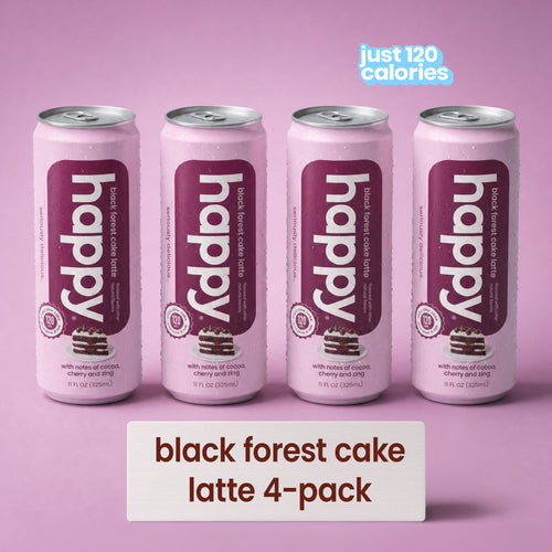 happy products black forest cake canned coffee latte 11 oz 4 pack 120 cal