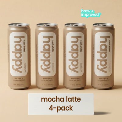 happy products mocha coffee latte 11 oz canned ready-to-drink 4 pack