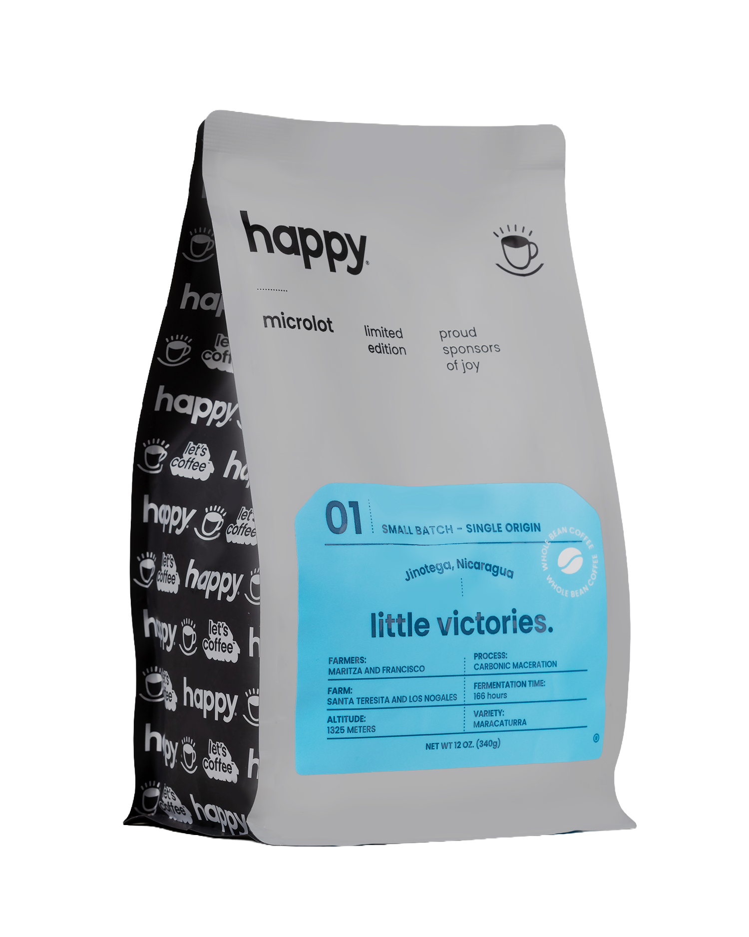 Front of Happy Coffee Microlot - Little Victories Maracaturra Coffee Beans