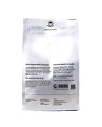 Back of Happy Coffee Microlot  bag - 100% responsibly sourced and supports mental health