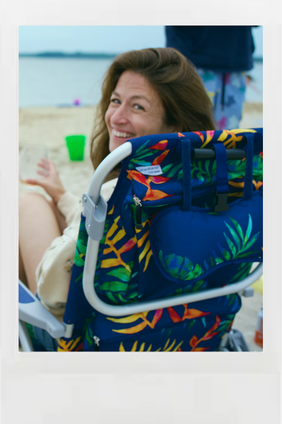 a picture of Melanie sitting on a beach chair