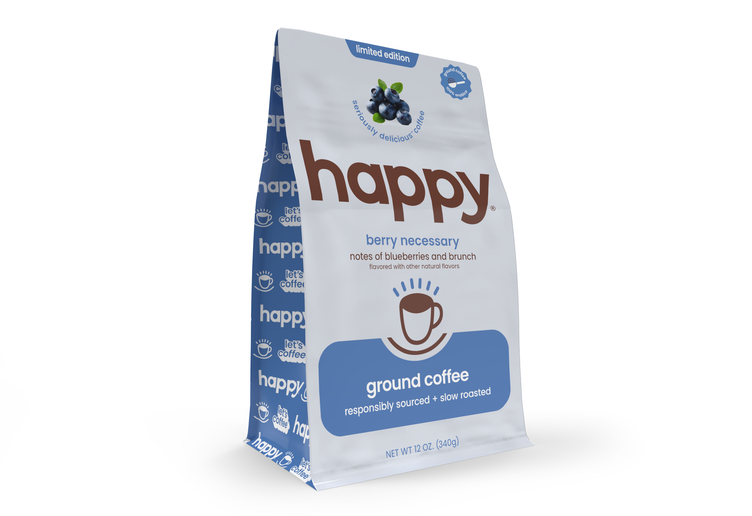 angled photo of the greatest tasting blueberry ground coffee we've tried