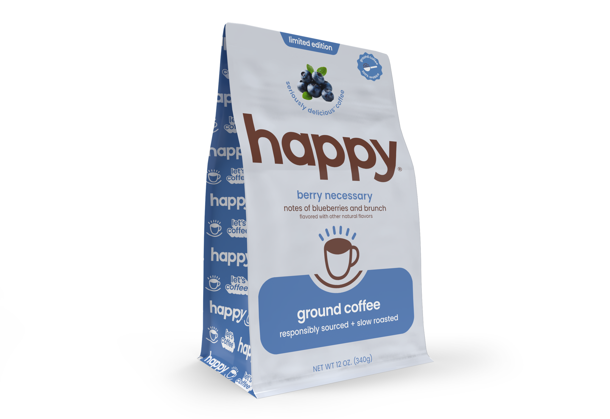 angled photo of the greatest tasting blueberry ground coffee we've tried