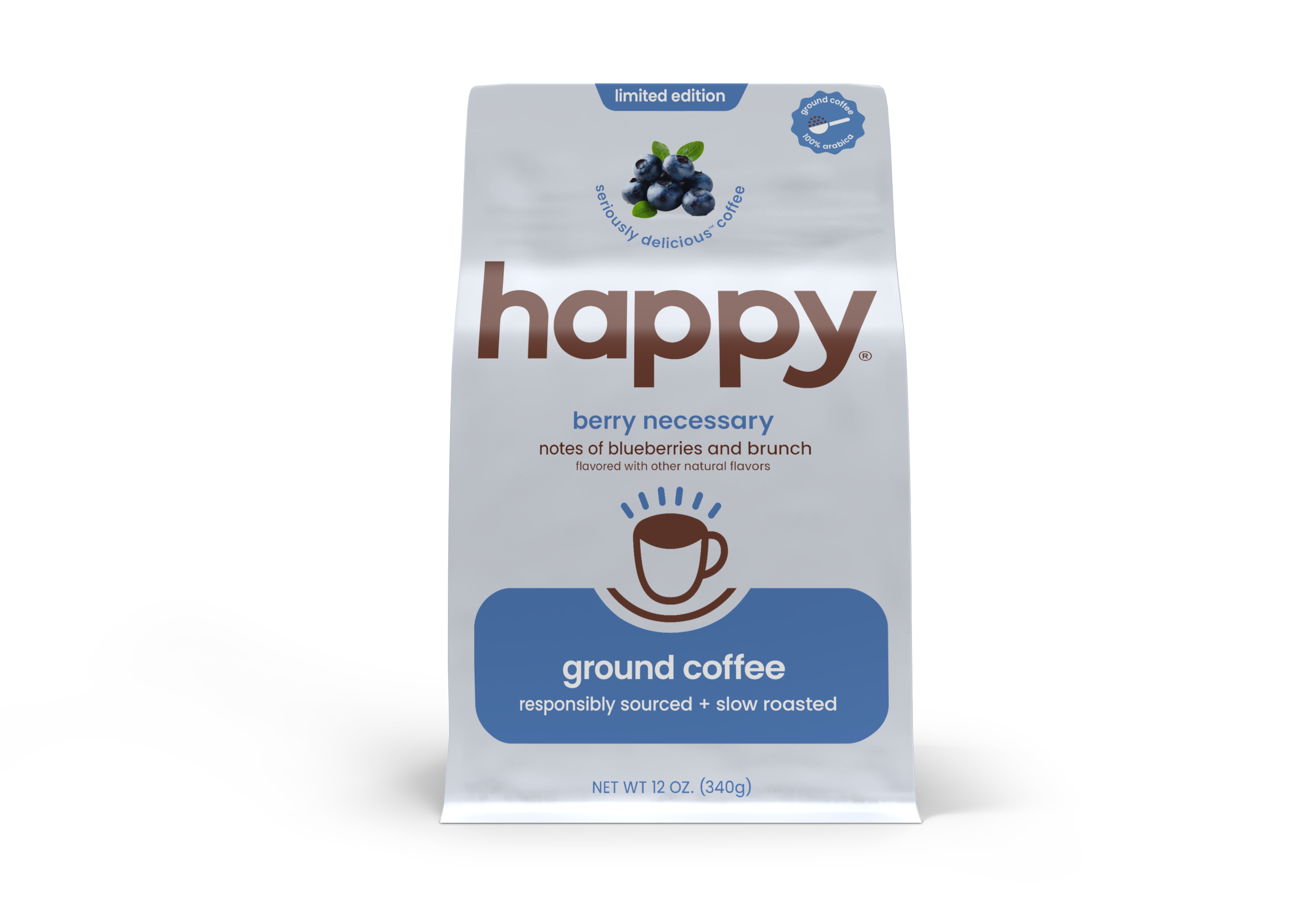 seriously delicious ground blueberry flavored coffee - front vew
