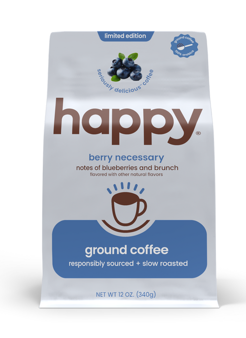 seriously delicious ground blueberry flavored coffee - front vew