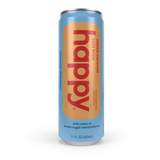 Can of happy salted caramel cold brew on a white background