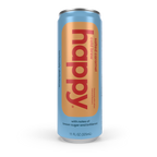 Can of happy salted caramel cold brew on a white background