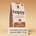 happy products chocolatey chip cookie flavored ground coffee 12 oz bag