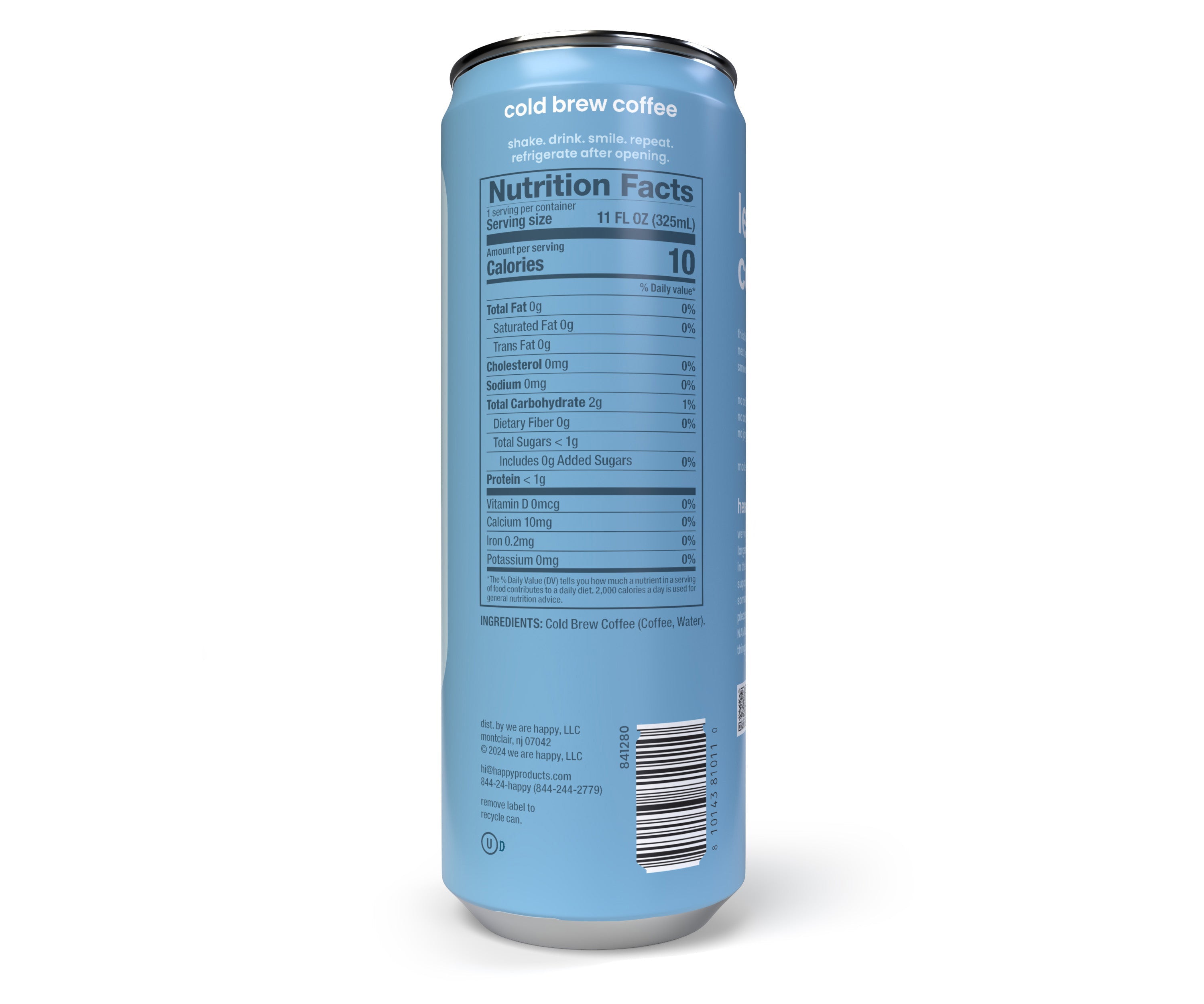 The back of our happy cold brew can