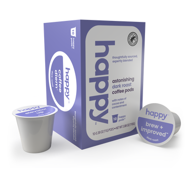 Happy Products, Astonishing Dark Roast Coffee, Coffee Pods, Ready to Brew, Single Serve Coffee, Compatible with Keurig 2.0 K-Cup - 10 ct, 10 Servings