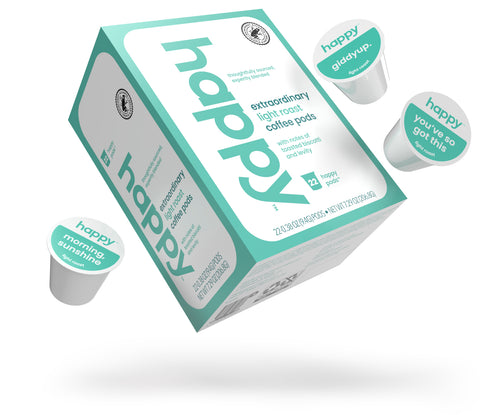 Happy Products, Extraordinary Light Roast Coffee, Coffee Pods, Ready to Brew, Single Serve Coffee, Compatible with Keurig 2.0 K-Cup - 22 ct, 22 Servings