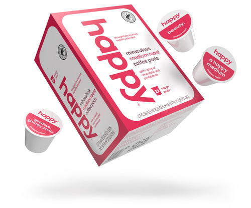 Happy Products, Miraculous Medium Roast Coffee, Coffee Pods, Ready to Brew, Single Serve Coffee, Compatible with Keurig 2.0 K-Cup - 22 ct, 22 Servings