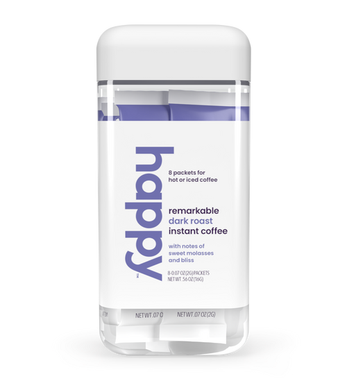 Happy Products, Remarkable Dark Roast Coffee, Pre-Bagged, Individual Packets, Premeasured Packs, Ready to Brew, Instant Hot or Cold, Fair Trade Coffee, Single Serve Instant Coffee - 8 ct, 8 Servings