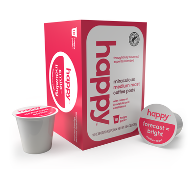 Happy Products, Miraculous Medium Roast Coffee, Coffee Pods, Ready to Brew, Single Serve Coffee, Compatible with Keurig 2.0 K-Cup - 10 ct, 10 Servings