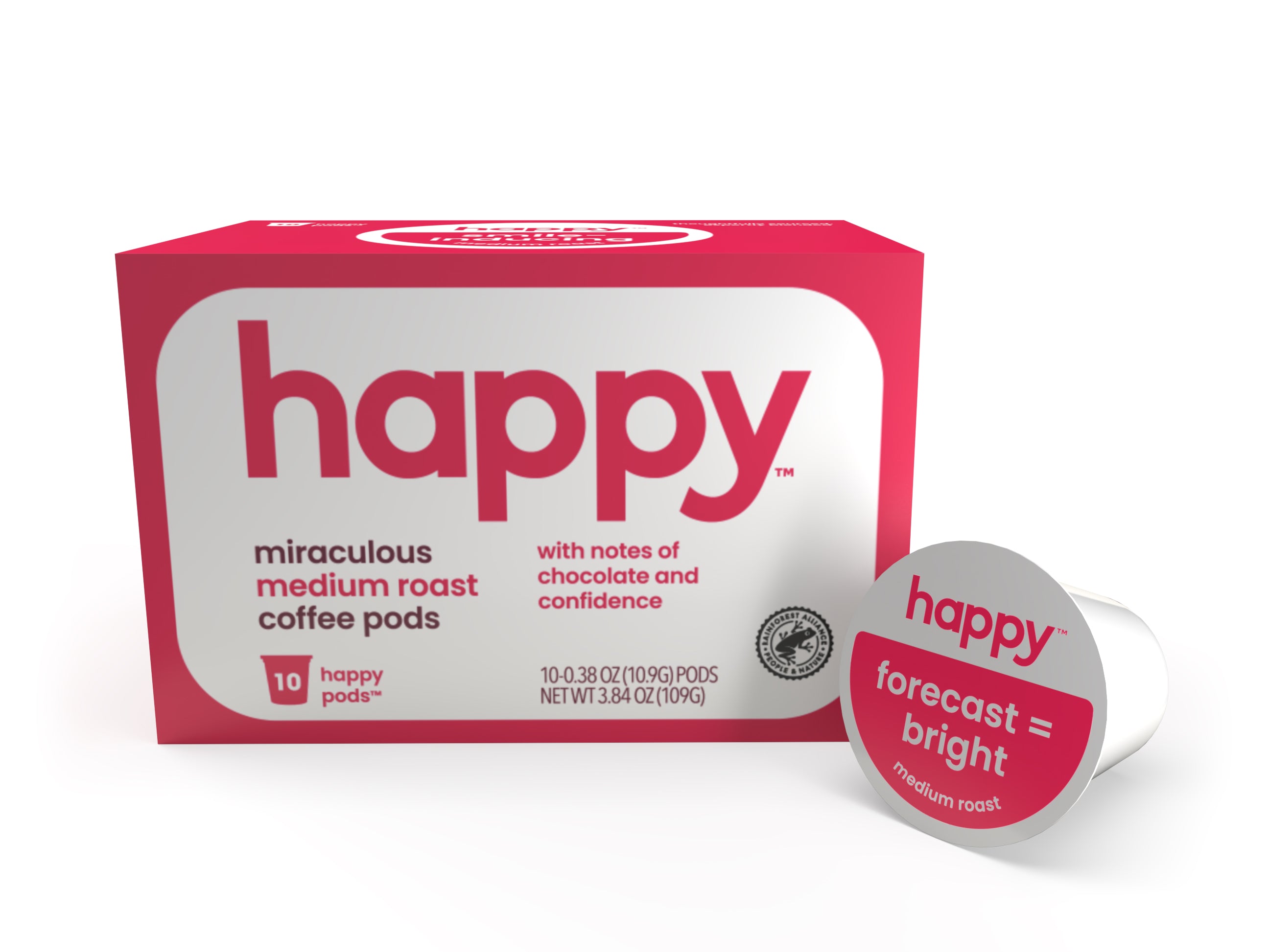 Happy Products, Miraculous Medium Roast Coffee, Coffee Pods, Ready to Brew, Single Serve Coffee, Compatible with Keurig 2.0 K-Cup - 10 ct, 10 Servings