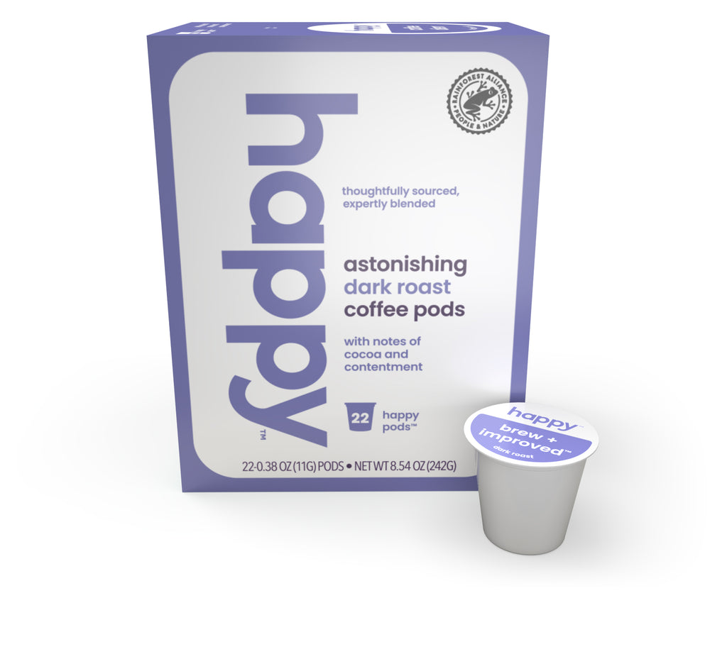 Happy Products, Astonishing Dark Roast Coffee, Coffee Pods, Ready to Brew, Single Serve Coffee, Compatible with Keurig 2.0 K-Cup - 22 ct, 22 Servings