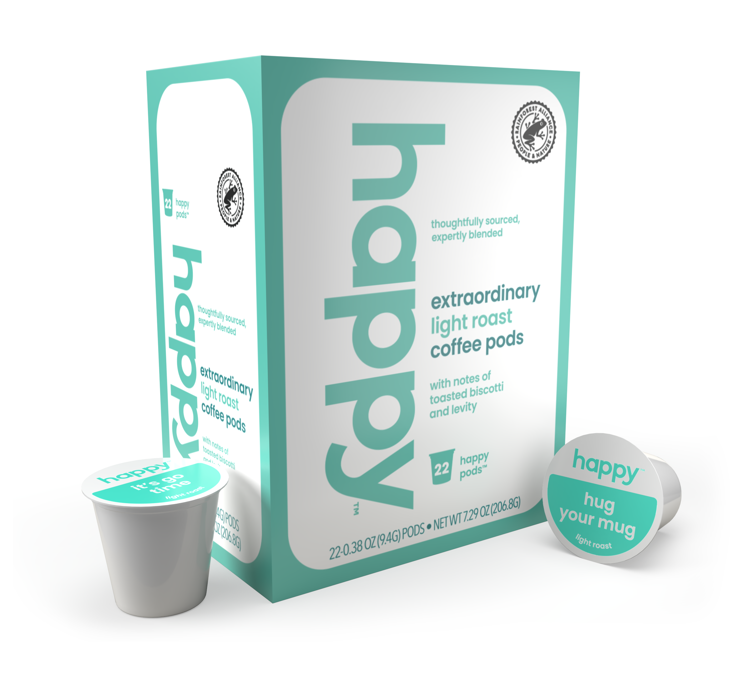 Happy Products, Extraordinary Light Roast Coffee, Coffee Pods, Ready to Brew, Single Serve Coffee, Compatible with Keurig 2.0 K-Cup - 22 ct, 22 Servings
