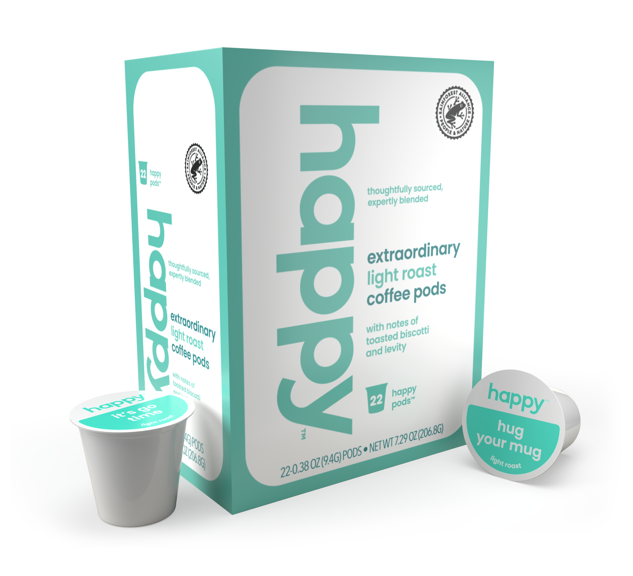 Happy Products, Extraordinary Light Roast Coffee, Coffee Pods, Ready to Brew, Single Serve Coffee, Compatible with Keurig 2.0 K-Cup - 22 ct, 22 Servings