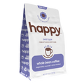 Happy whole bean coffee package on a white background