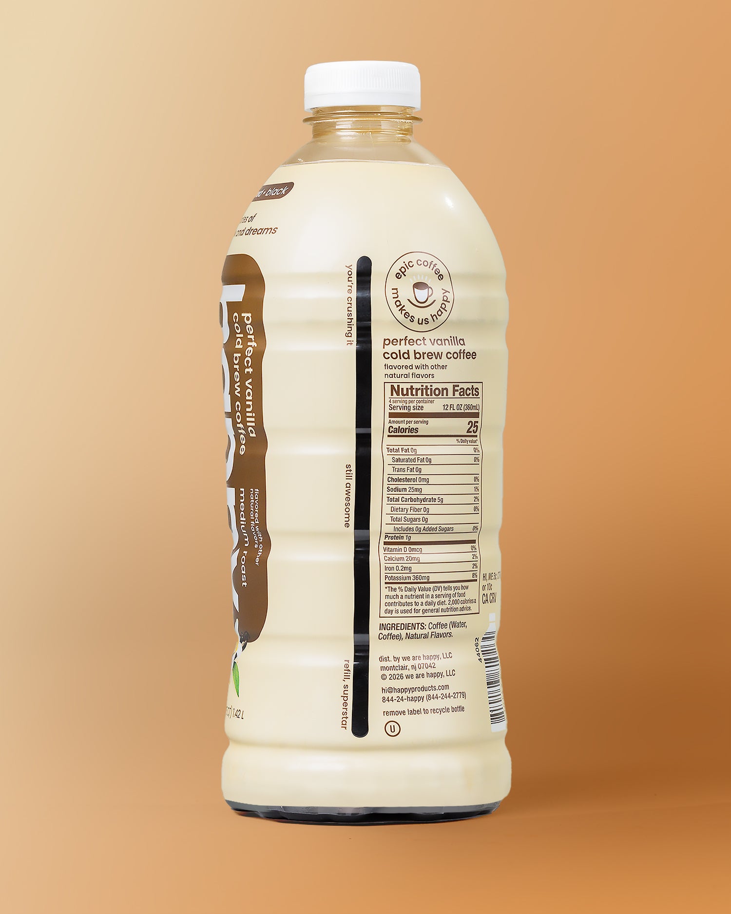 Happy Perfect Vanilla Multi-Serve Cold Brew 48 oz Nutrition Facts