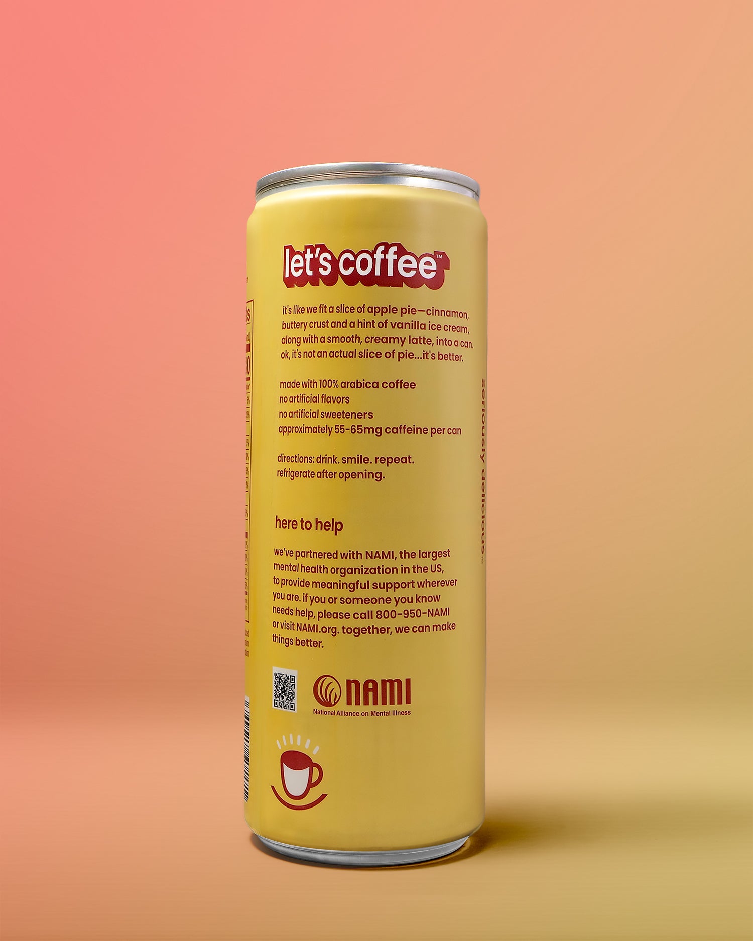 Can of 'Apple Pie Latte' with NAMI branding on a gradient background