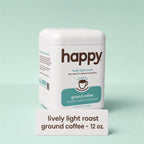 happy products lively light roast ground coffee 12 oz bag
