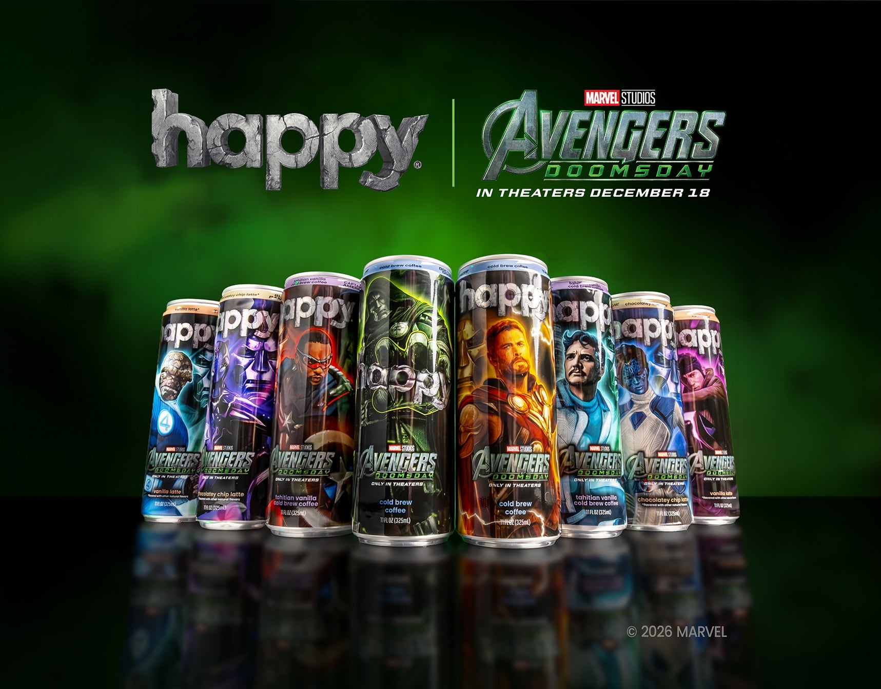 HAPPY + MARVEL STUDIOS' AVENGERS: DOOMSDAY BLACK PANTHER + MYSTIQUE SPECIAL EDITION 11 OZ CHOCOLATEY CHIP LATTE - 12 PACK