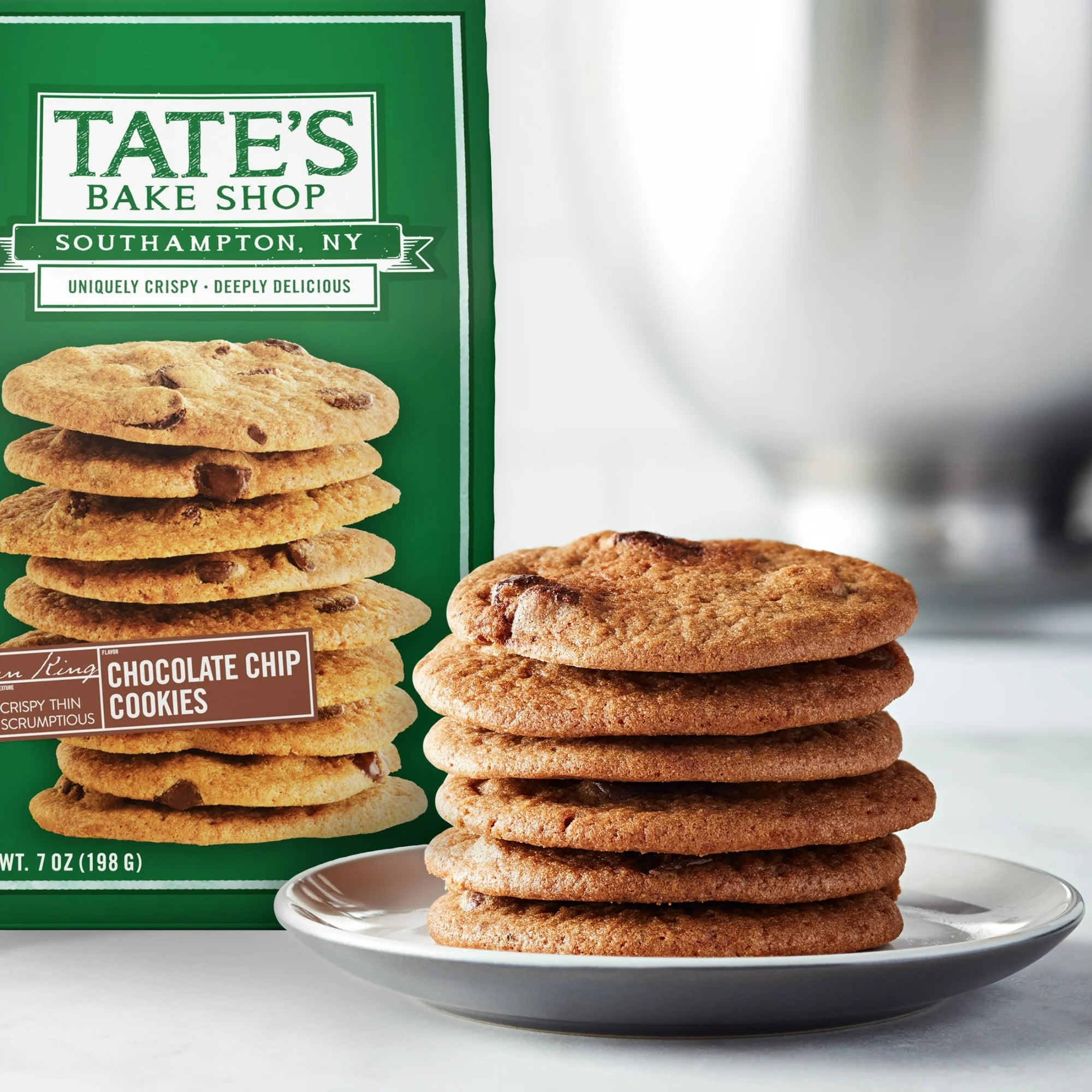 Tate's Chocolate Chip Cookies on a Plate