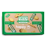 Tate's Bake Shop cookie box with happy coffee cans on a white background