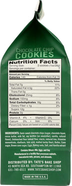 Nutrition FActs of a Tate's Chocolate Chip Cookie Bag