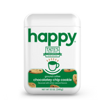 Tate's Bake Shop happy coffee container with chocolatey chip cookie flavor on a white background