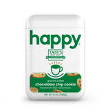 Tate's Bake Shop happy coffee container with chocolatey chip cookie flavor on a white background