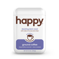 Happy Dark roast ground coffee package on a white background