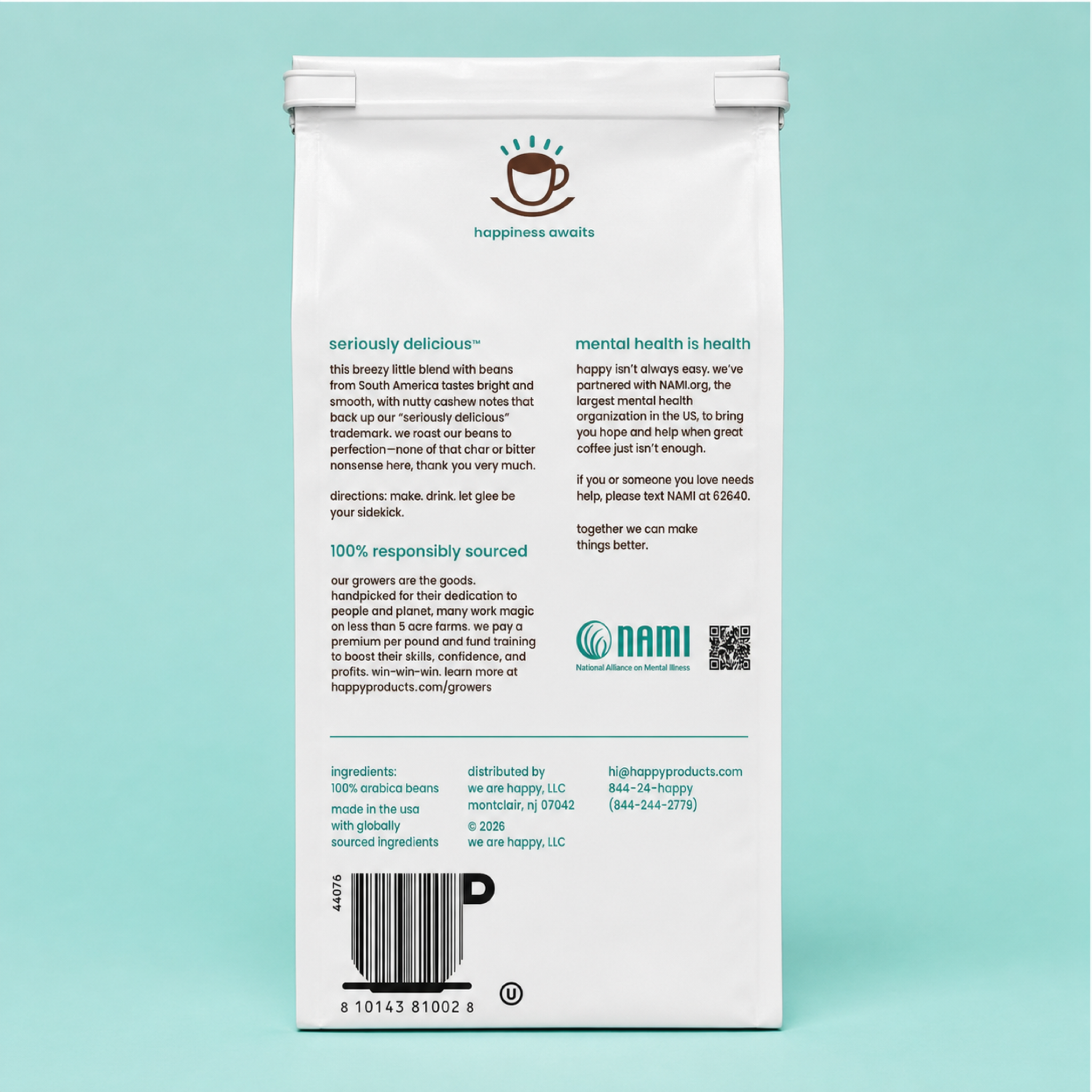 The back of the Light Roast Ground Coffee Bag
